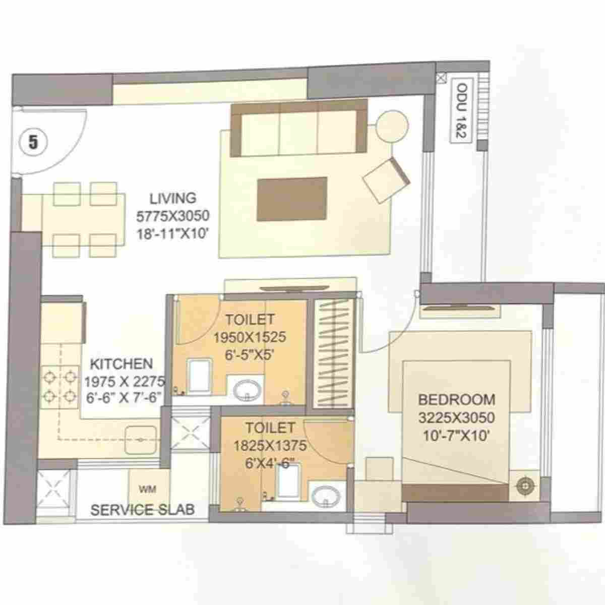 Sheth-Auris-Tower-B-Clara-Floor-Plan-1-BHK-387-sqft-Unit-5