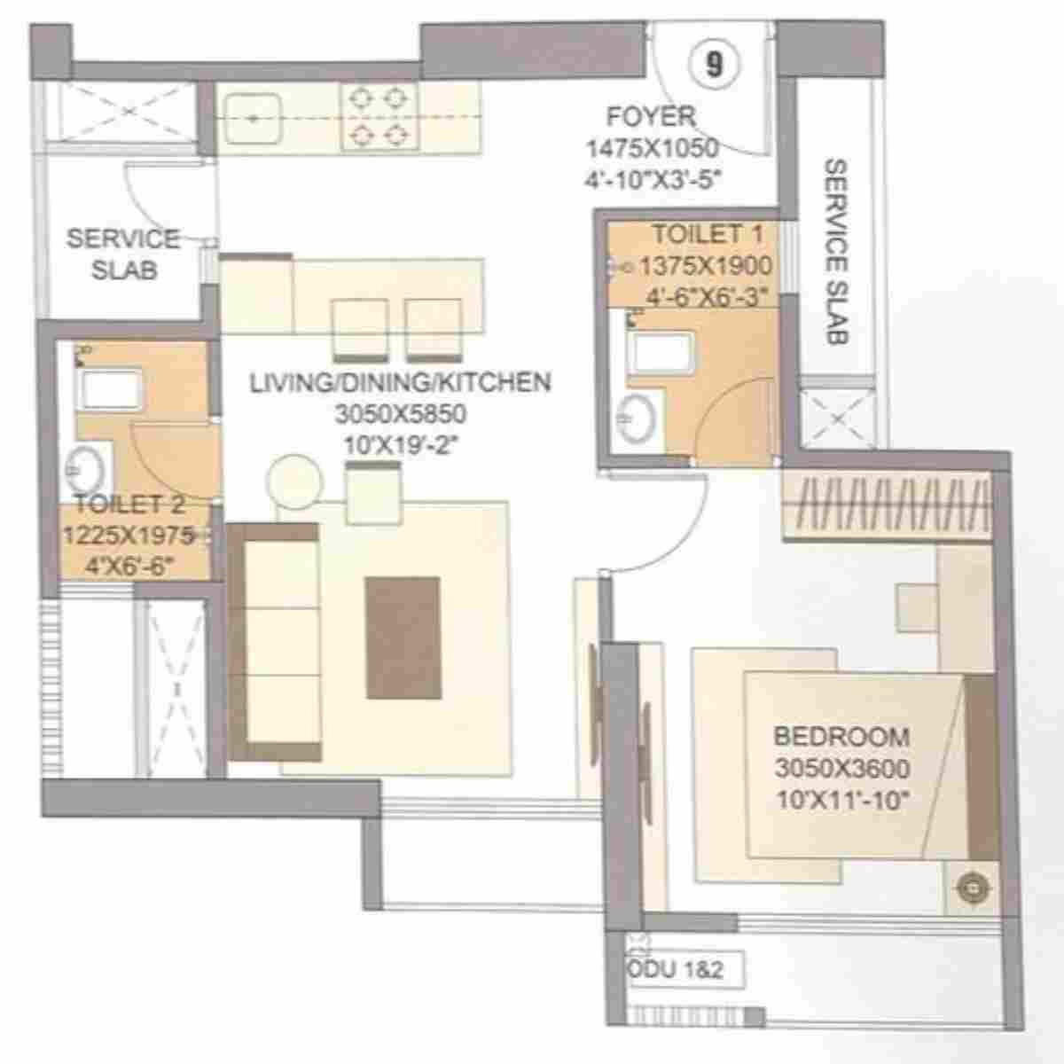 Sheth-Auris-Tower-B-Clara-Floor-Plan-1-BHK-392-sqft-Unit-9