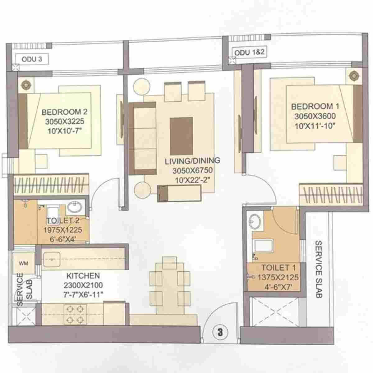 Sheth-Auris-Tower-B-Clara-Floor-Plan-2-BHK-592-sqft-Unit-3